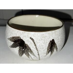 VTG MCI JAPAN JAPANESE GRAY WHITE TEXTURED BAMBOO INK DESIGN SAKE CUP RICE BOWL